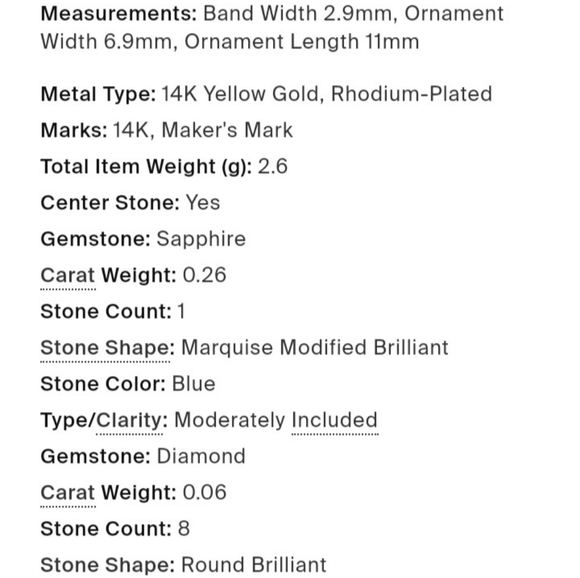 RING 14K Yellow Gold Sapphire and Diamond Cocktail ring Size 6 approximately - Picture 11 of 11